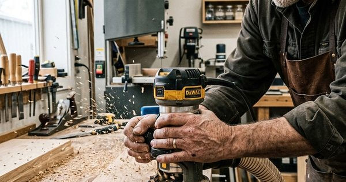 Carpintero trabajando a mano una pieza de madera en el banco del taller